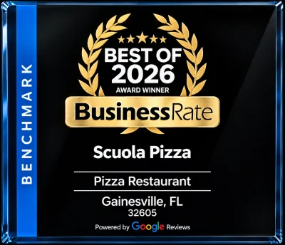 BusinessRate Best of 2026 Award Winner: Scuola Pizza, Pizza Restaurant, Gainesville FL 32605, powered by Google Reviews